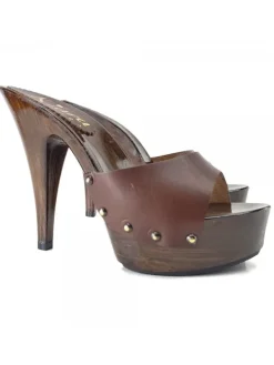 Kiara Shoes ZOCCOLI IN CUOIO Marrone Outlet