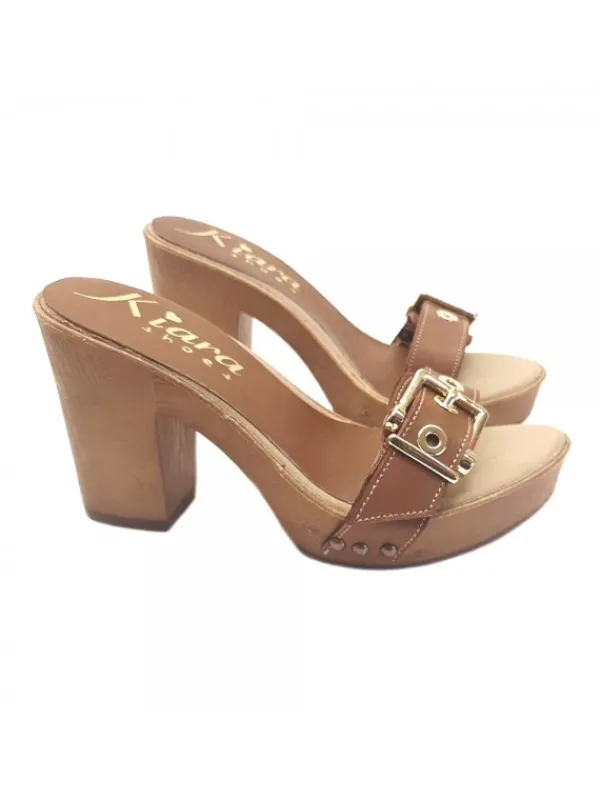 Kiara Shoes ZOCCOLI IN TACCO 10 CM Cuoio
