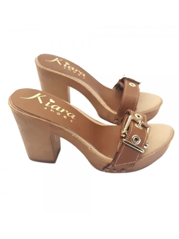 Kiara Shoes ZOCCOLI IN TACCO 10 CM Cuoio