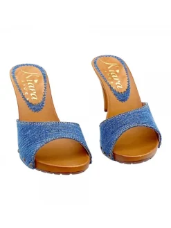 Kiara Shoes ZOCCOLI IN DENIM CON TACCO 9 Clearance