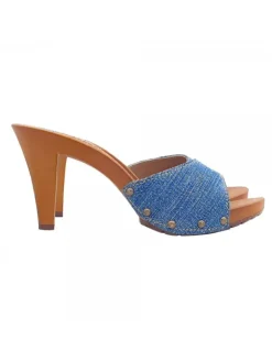 Kiara Shoes ZOCCOLI IN DENIM CON TACCO 9 Clearance