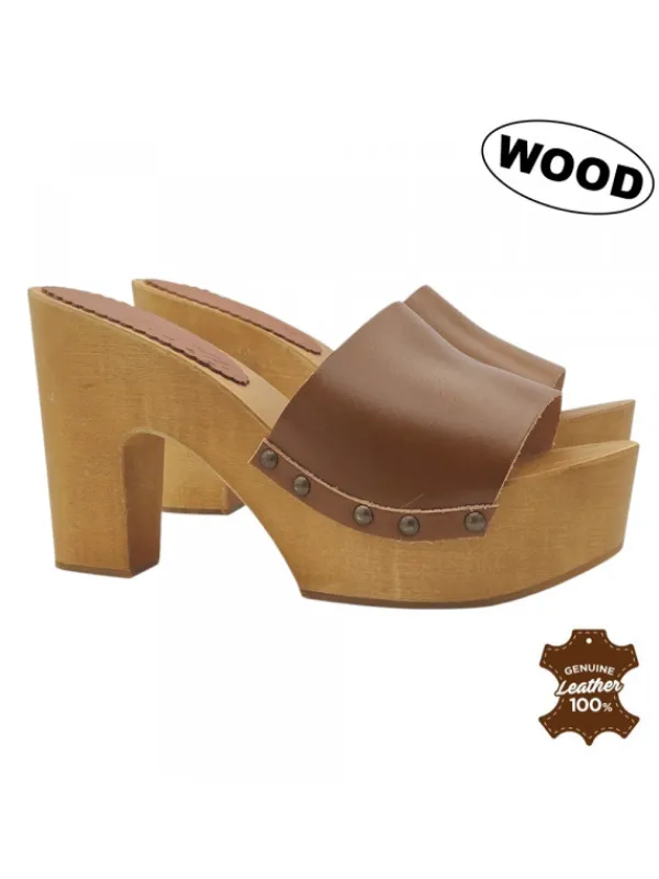 Kiara Shoes ZOCCOLI IN LEGNO & TOMAIA... Marrone Discount