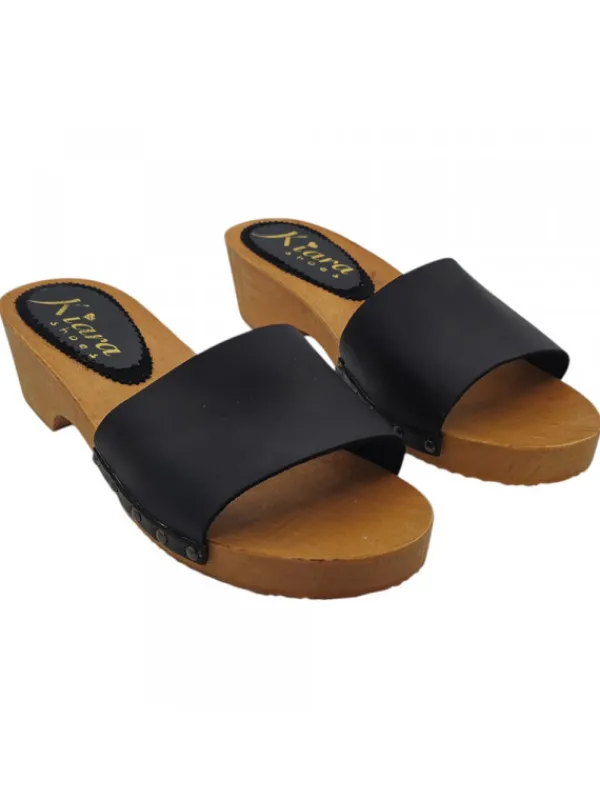 Kiara Shoes Zoccoli in Legno con Tacco... Nero New