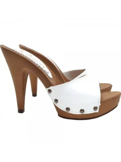 Kiara Shoes ZOCCOLI IN PELLE CON... BIANCO Outlet