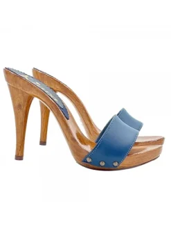 Kiara Shoes ZOCCOLI IN PELLE CON... Blu Online