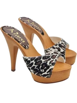 Kiara Shoes Zoccoli in pelle con stampa... Clearance