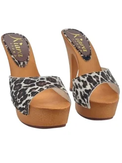 Kiara Shoes Zoccoli in pelle con stampa... Clearance