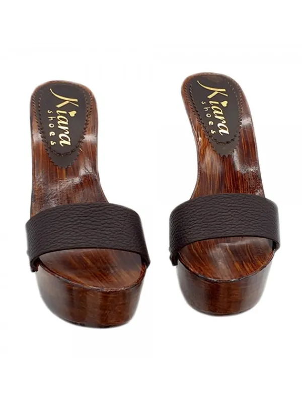 Kiara Shoes ZOCCOLI IN PELLE Marrone Hot