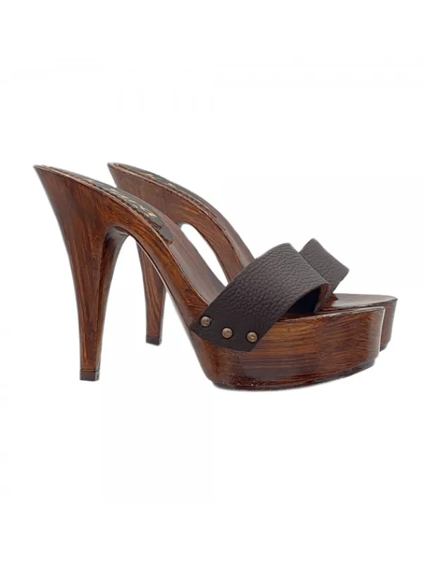 Kiara Shoes ZOCCOLI IN PELLE Marrone Hot