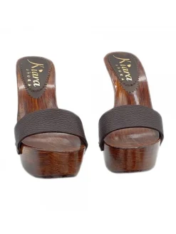 Kiara Shoes ZOCCOLI IN PELLE Marrone Hot