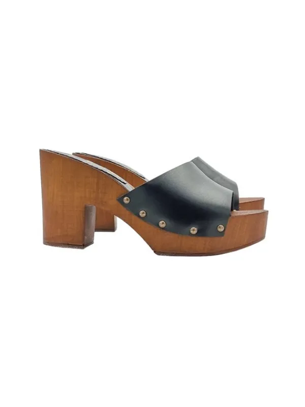 Kiara Shoes Zoccoli in pelle nera con... Nero