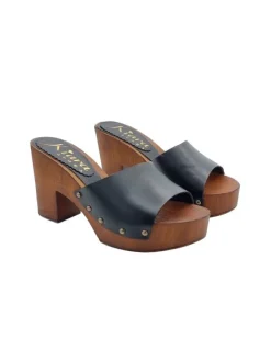 Kiara Shoes Zoccoli in pelle nera con... Nero