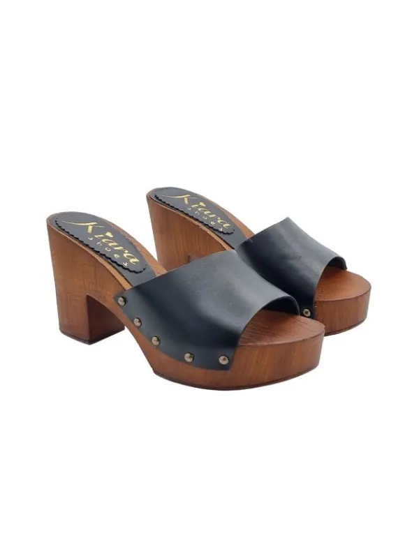 Kiara Shoes Zoccoli in pelle nera con... Nero