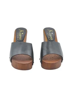 Kiara Shoes Zoccoli in pelle nera con... Nero