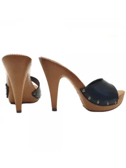 Kiara Shoes ZOCCOLI IN PELLE NERA CON... Nero Clearance