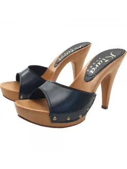 Kiara Shoes ZOCCOLI IN PELLE NERA CON... Nero Clearance