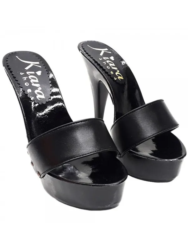 Kiara Shoes ZOCCOLI IN PELLE NERA TACCO 13 Nero Best