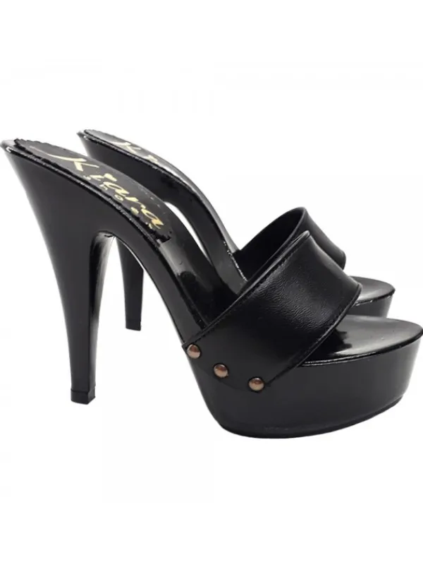 Kiara Shoes ZOCCOLI IN PELLE NERA TACCO 13 Nero Best