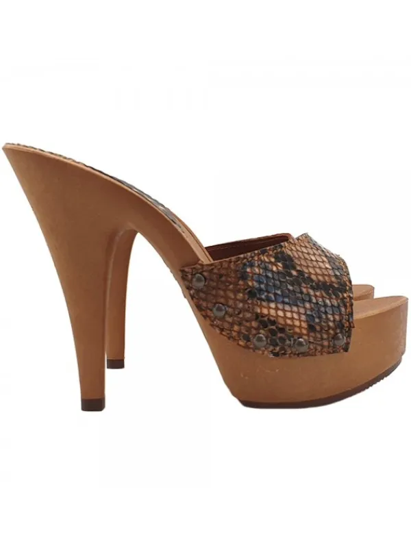 Kiara Shoes ZOCCOLI IN PITONE NOCCIOLA