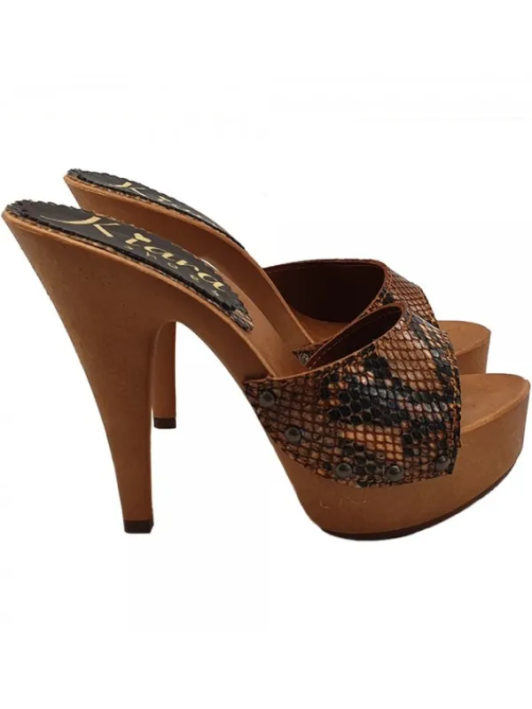 Kiara Shoes ZOCCOLI IN PITONE NOCCIOLA