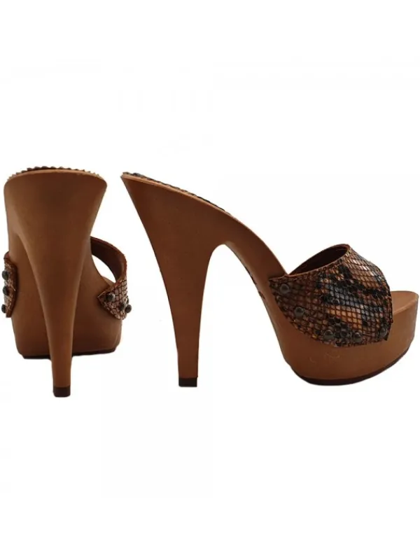 Kiara Shoes ZOCCOLI IN PITONE NOCCIOLA