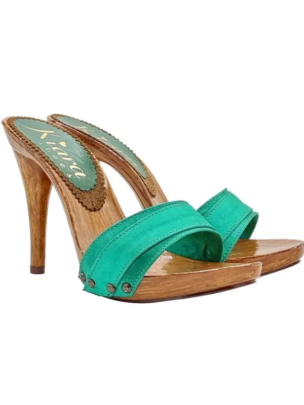Kiara Shoes ZOCCOLI IN RASO CON... Verde