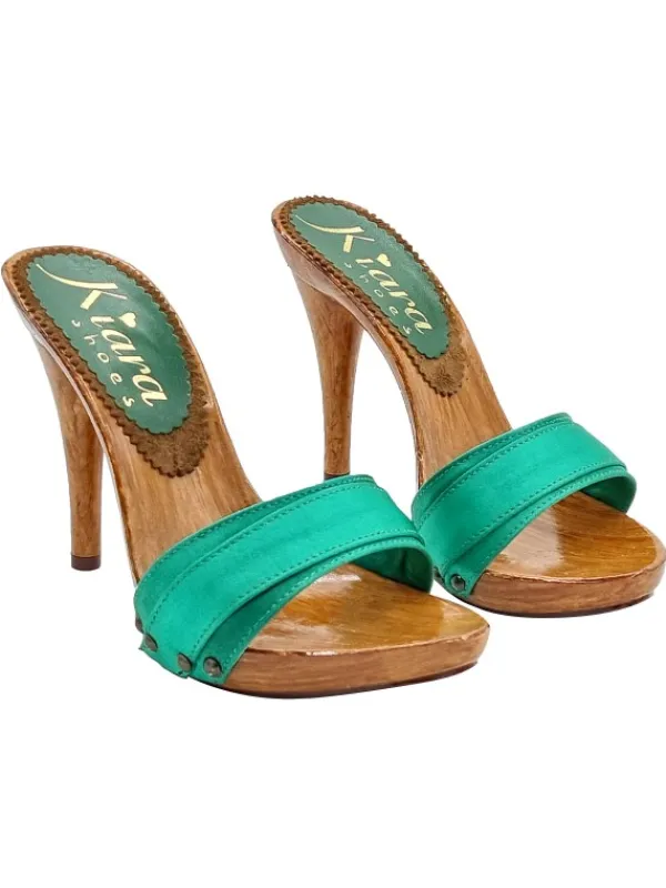 Kiara Shoes ZOCCOLI IN RASO CON... Verde