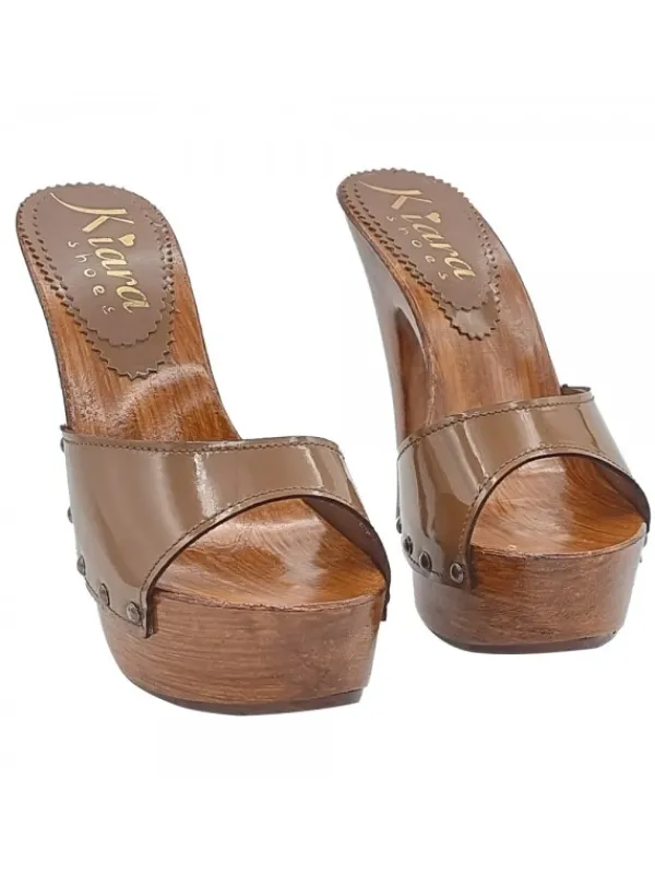 Kiara Shoes ZOCCOLI IN VERNICE MARRONE... Online