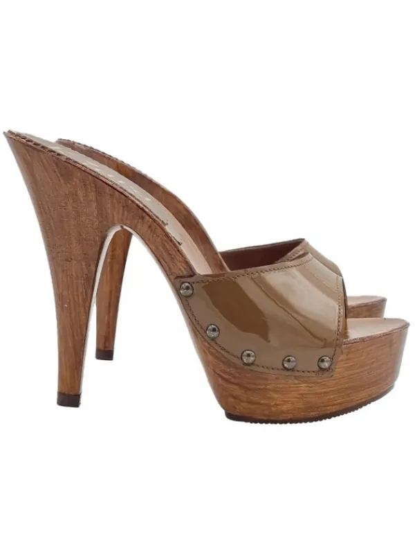 Kiara Shoes ZOCCOLI IN VERNICE MARRONE... Online