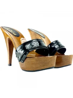 Kiara Shoes ZOCCOLI IN VERNICE NERA Nero Outlet