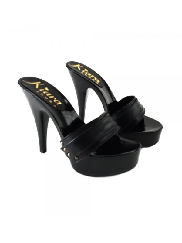 Kiara Shoes ZOCCOLI LACCATI NERI IN... Nero Hot
