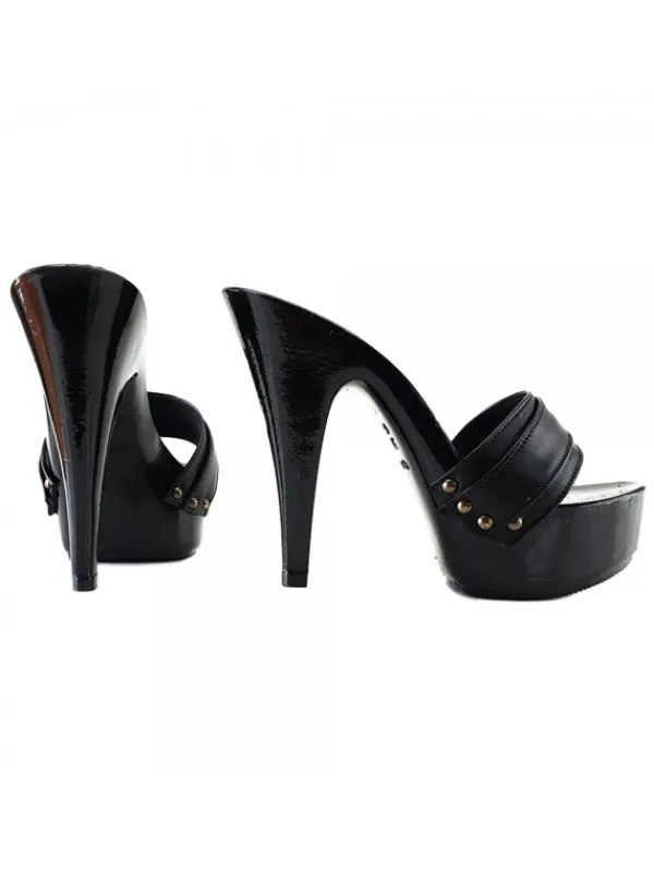 Kiara Shoes ZOCCOLI LACCATI NERI IN... Nero Hot