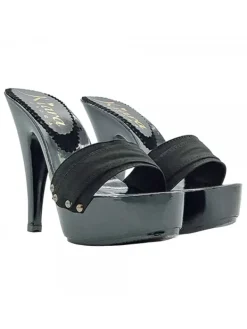 Kiara Shoes ZOCCOLI LACCATI NERI TACCO 13 Nero Outlet