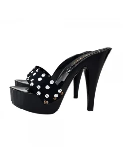 Kiara Shoes ZOCCOLI LACCATI POIS Nero Outlet