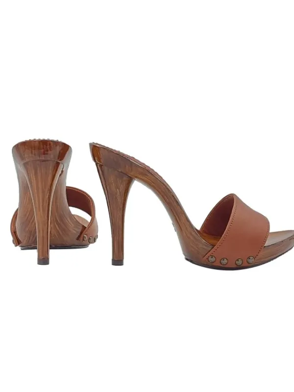 Kiara Shoes ZOCCOLI MARRONI IN PELLE Cuoio Online