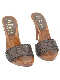 Kiara Shoes ZOCCOLI MARRONI LASERATI IN... Marrone Sale