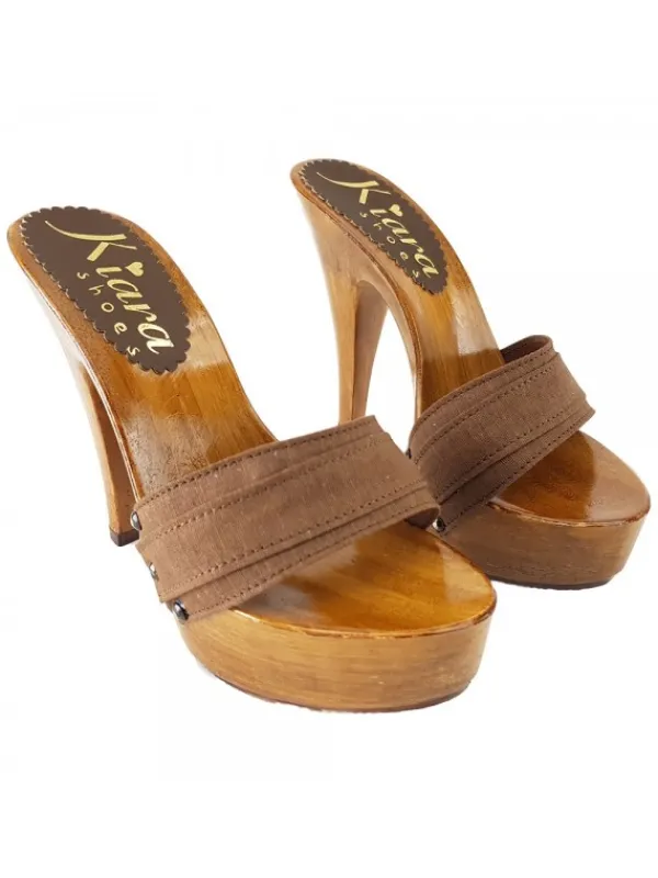 Kiara Shoes ZOCCOLI MARRONI TACCO 13 CM Marrone Outlet