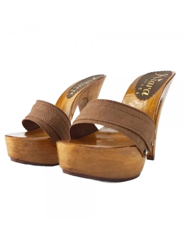 Kiara Shoes ZOCCOLI MARRONI TACCO 13 CM Marrone Outlet