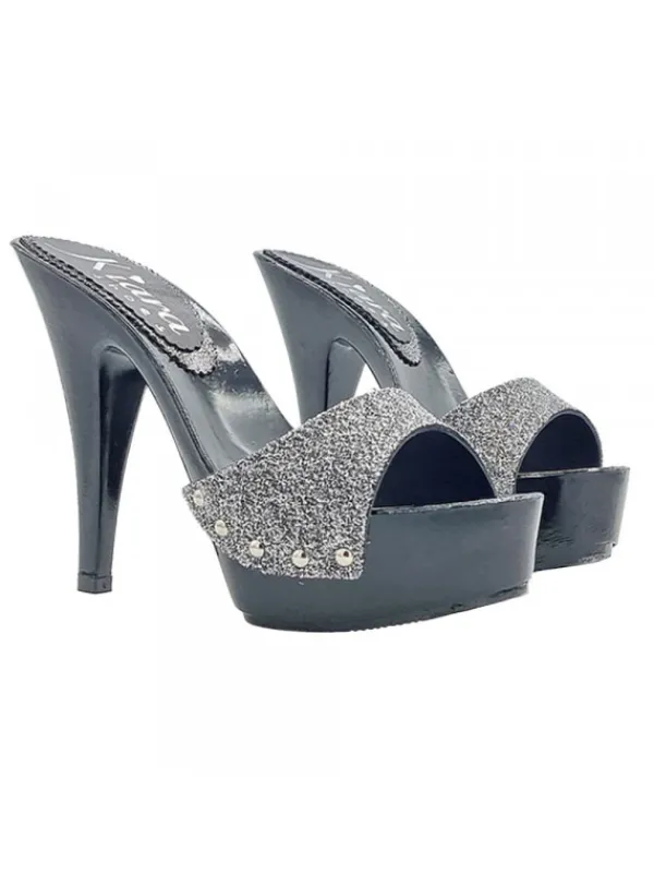 Kiara Shoes ZOCCOLI NERI CON FASCIA... Argento Sale