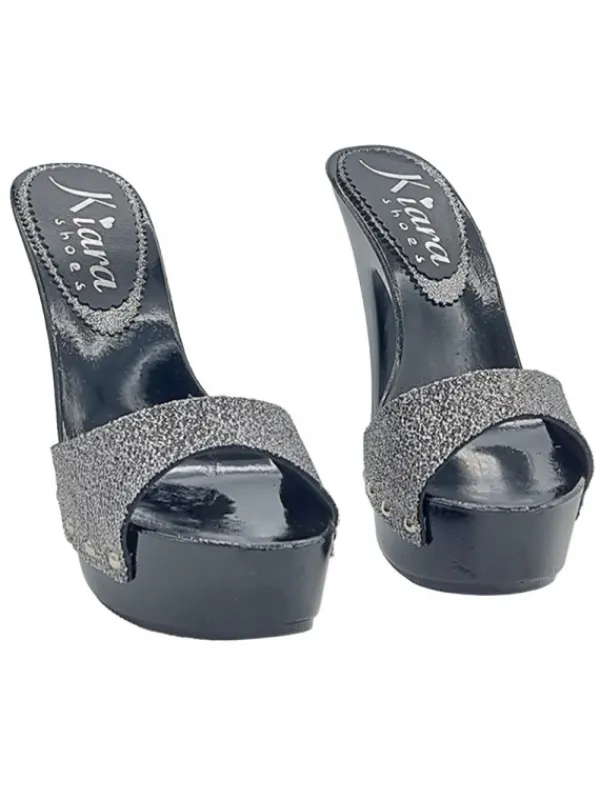 Kiara Shoes ZOCCOLI NERI CON FASCIA... Argento Sale