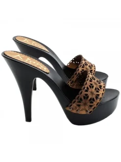 Kiara Shoes ZOCCOLI NERI CON FASCIA... Cuoio
