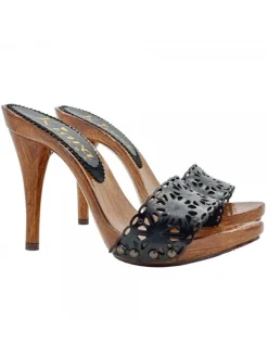 Kiara Shoes Zoccoli neri con fascia in... Nero Discount