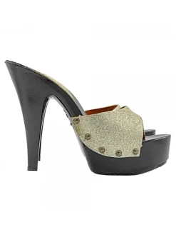 Kiara Shoes ZOCCOLI NERI CON FASCIA ... Oro New