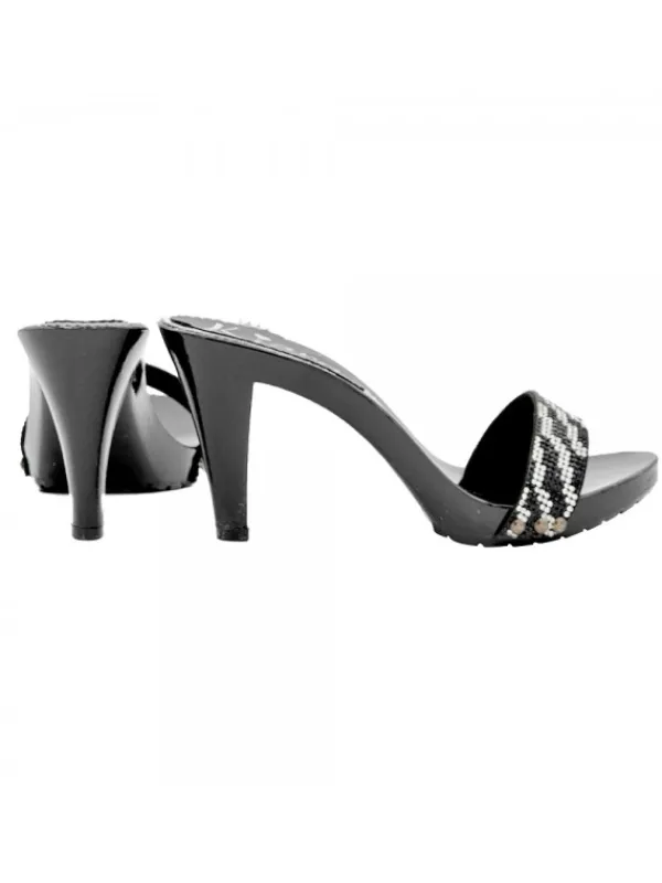 Kiara Shoes ZOCCOLI NERI FASCIA STRASS... Nero Outlet