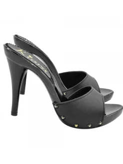 Kiara Shoes ZOCCOLI NERI IN PELLE CON... Nero Outlet