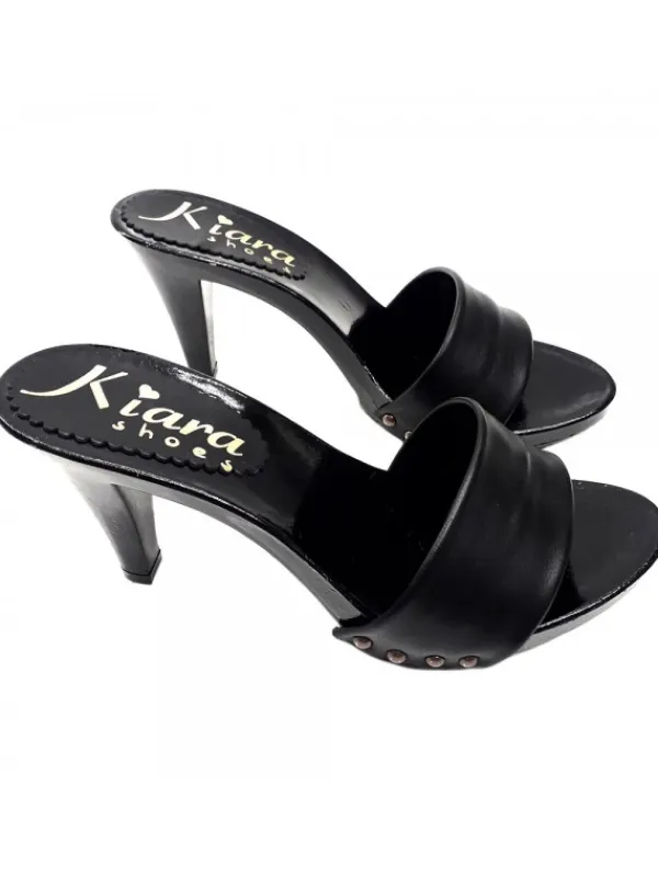Kiara Shoes ZOCCOLI NERI IN PELLE TACCO 9 Nero Best