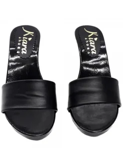 Kiara Shoes ZOCCOLI NERI IN PELLE TACCO 9 Nero Best