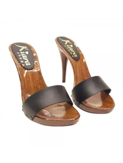 Kiara Shoes ZOCCOLI NERI IN PELLE TACCO 12 Nero Online