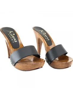 Kiara Shoes ZOCCOLI NERI IN PELLE TACCO... Nero Discount