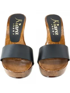 Kiara Shoes ZOCCOLI NERI IN PELLE TACCO... Nero Discount